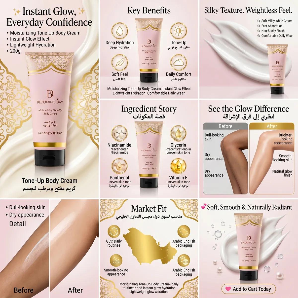 BLOOMING DAY Moisturizing Tone Up Body Cream 200gm