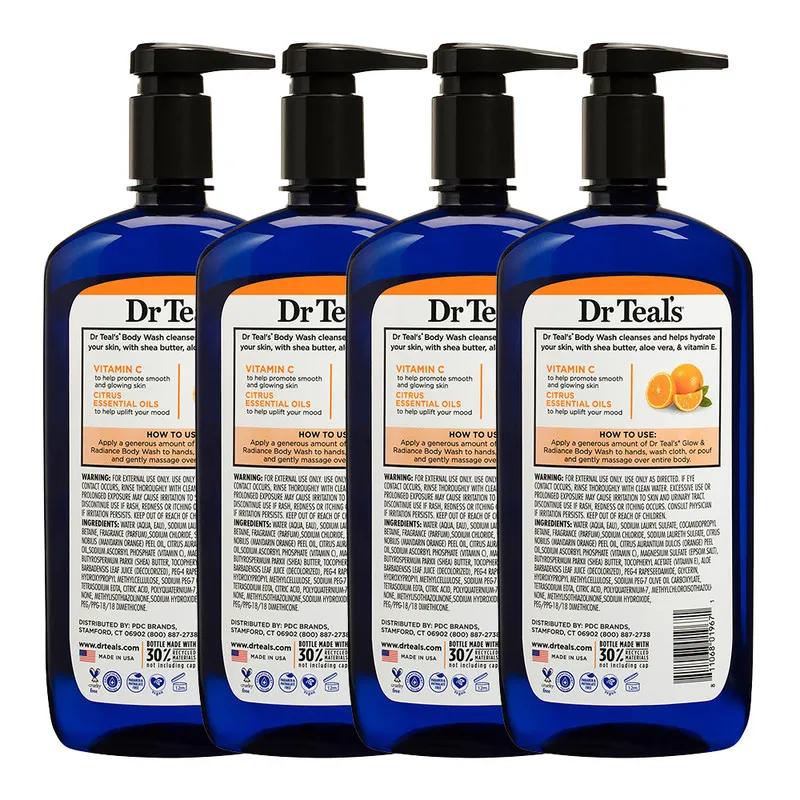Dr Teal's Epsom Salt Body Wash - Vitamin C & Citrus Oils 710 ml (Pack of 4)