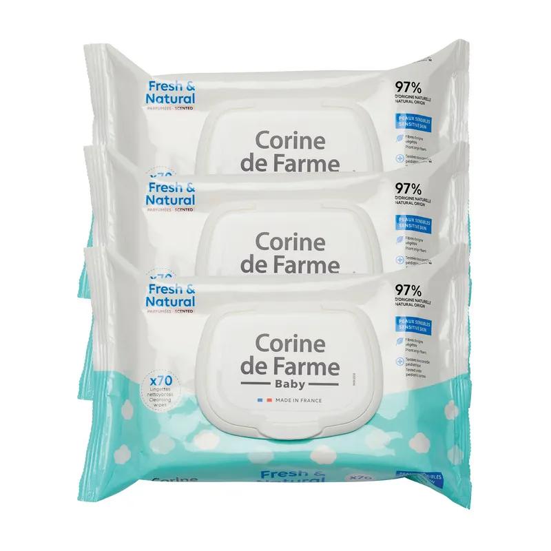 CDF-- Baby Fresh & Natural Wipes 70's Pulls x 3 Value Pack
