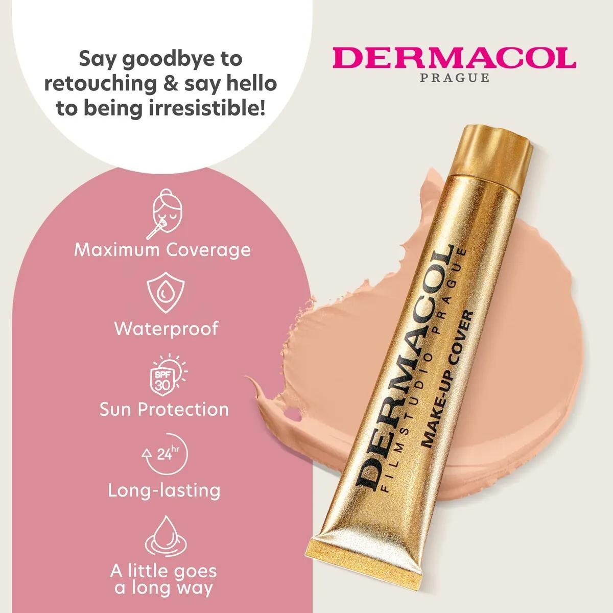 Dermacol Full Coverage Foundation | Long Lasting Waterproof Makeup Cover Cream SPF30 | Hypoallergenic & Light Weight Liquid | Tattoo-696