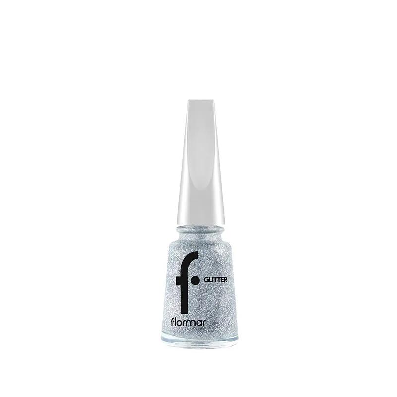 Flormar Glitter Nail Enamel - GL38 Holographic Silver New
