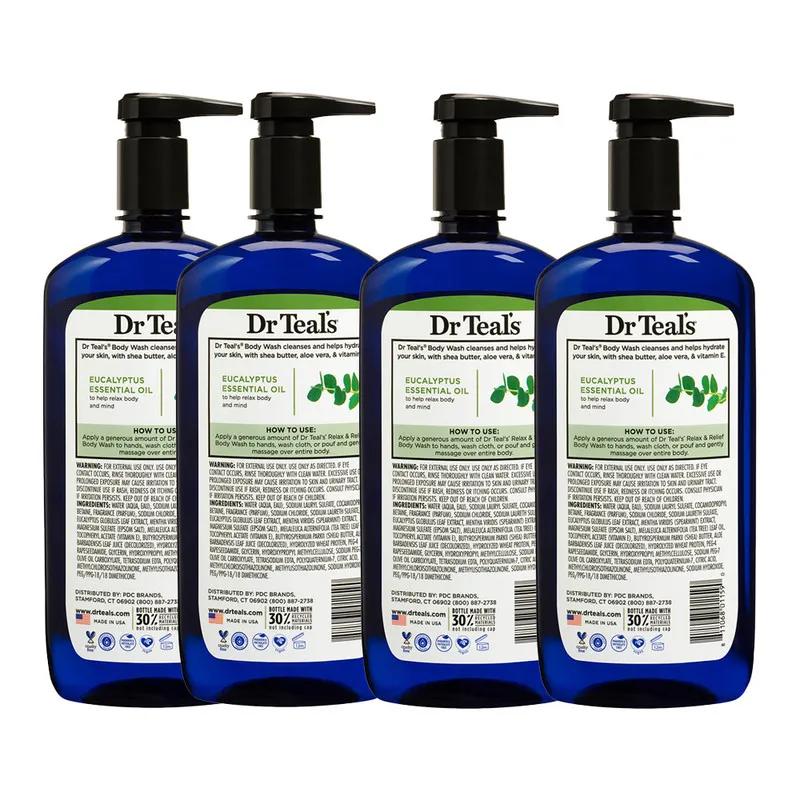 Dr Teal's Epsom Salt Body Wash - Eucalyptus&Spearmint 710ml (Pack of 4)