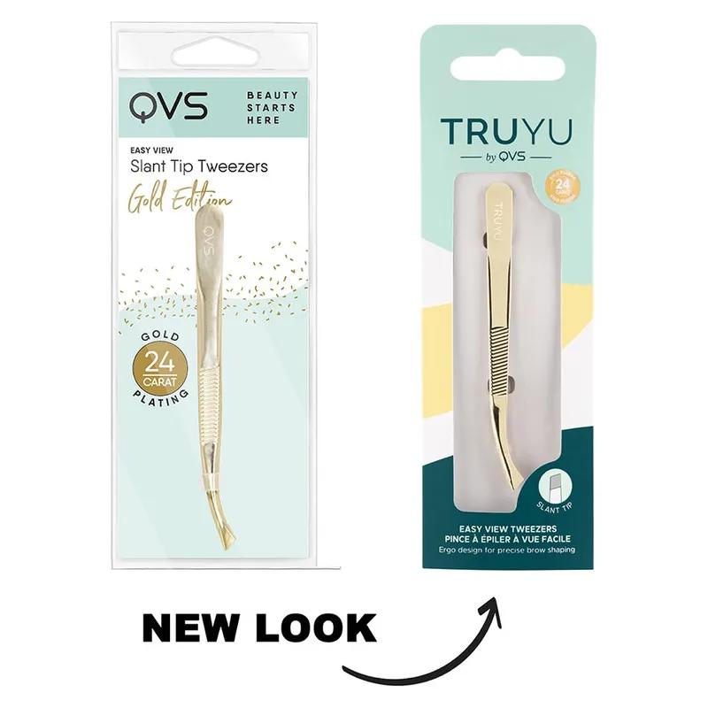 Qvs ( TRUYU ) Slant Tip Tweezer Easy-view (Gold Plated)
