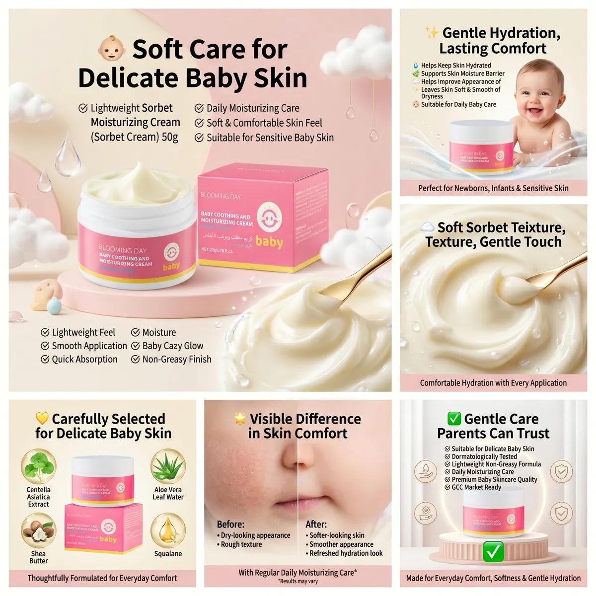 BLOOMING DAY Baby Soothing and Moisturizing Cream 50gm Sorbet Cream