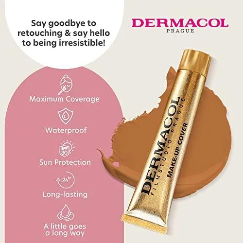 Dermacol Full Coverage Foundation | Long Lasting Waterproof Makeup Cover Cream SPF30 | Hypoallergenic & Light Weight Liquid | Tattoo-600