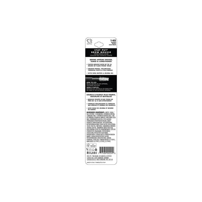 Milani Stay Put Tinted Brow Mousse 140 Brown Black