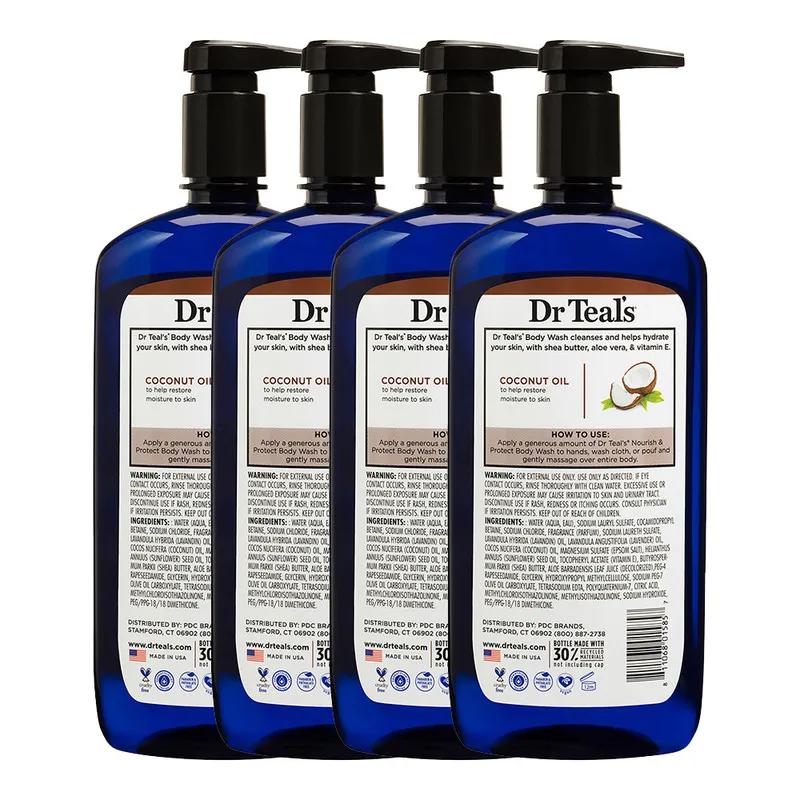 Dr Teal's Epsom Salt Body Wash - Coconut Oil 710ml (Pack of 4)