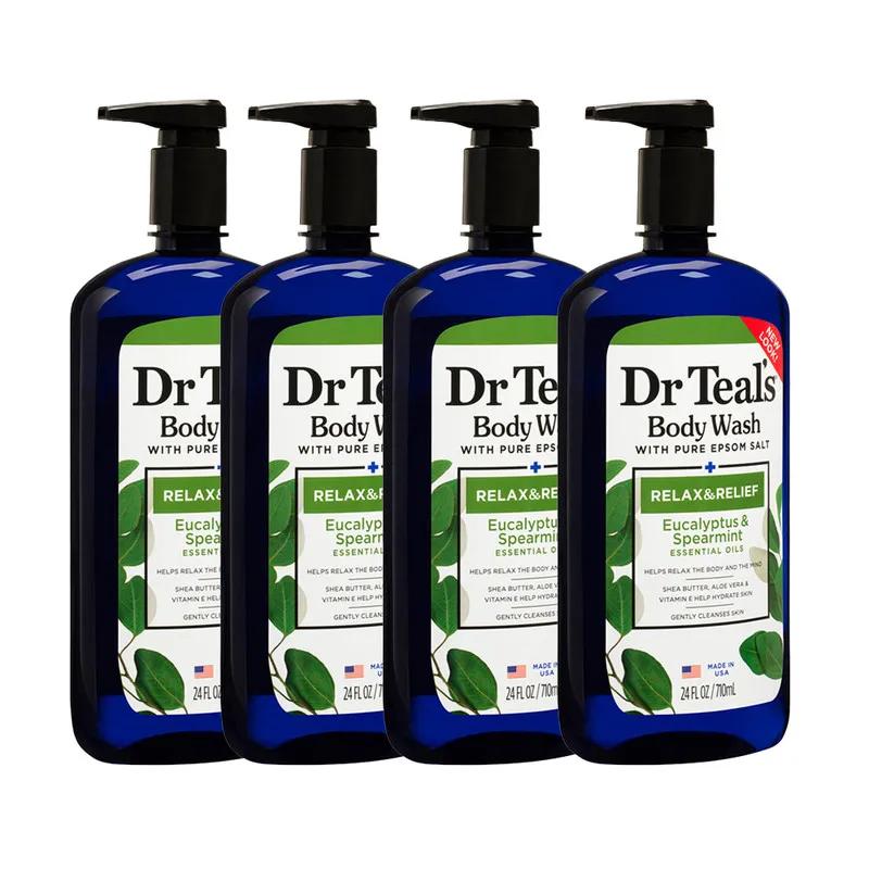 Dr Teal's Epsom Salt Body Wash - Eucalyptus&Spearmint 710ml (Pack of 4)