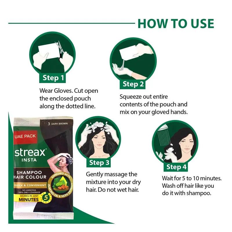Streax Insta Shampoo Hair Colour 25 Ml - Dark Brown Sachet