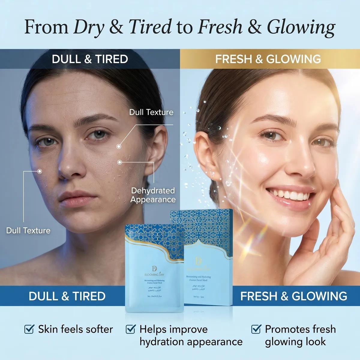 Blooming Day Moisturizing and Hydrating Essence Facial Mask 23ml*5pcs