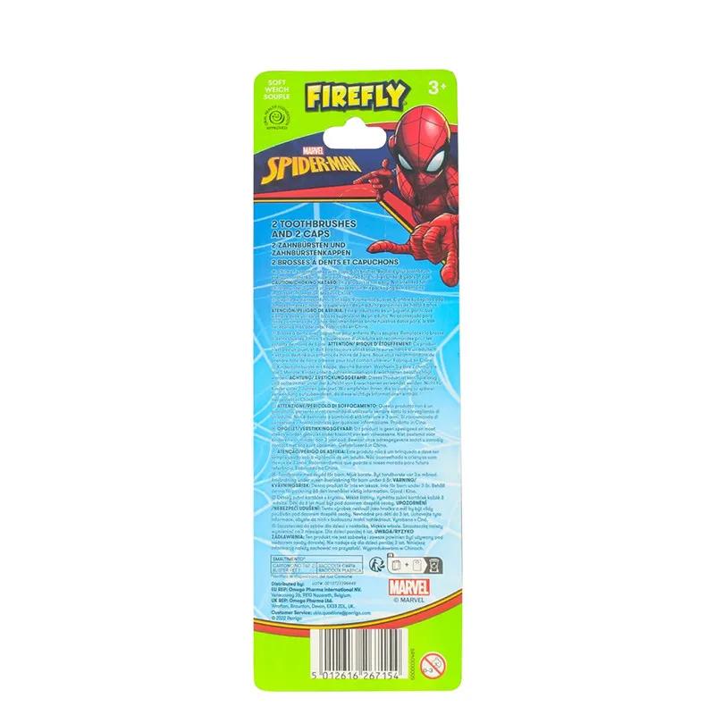 Firefly Spiderman 2 T.Brushes and 2 Caps Twin Pack - New