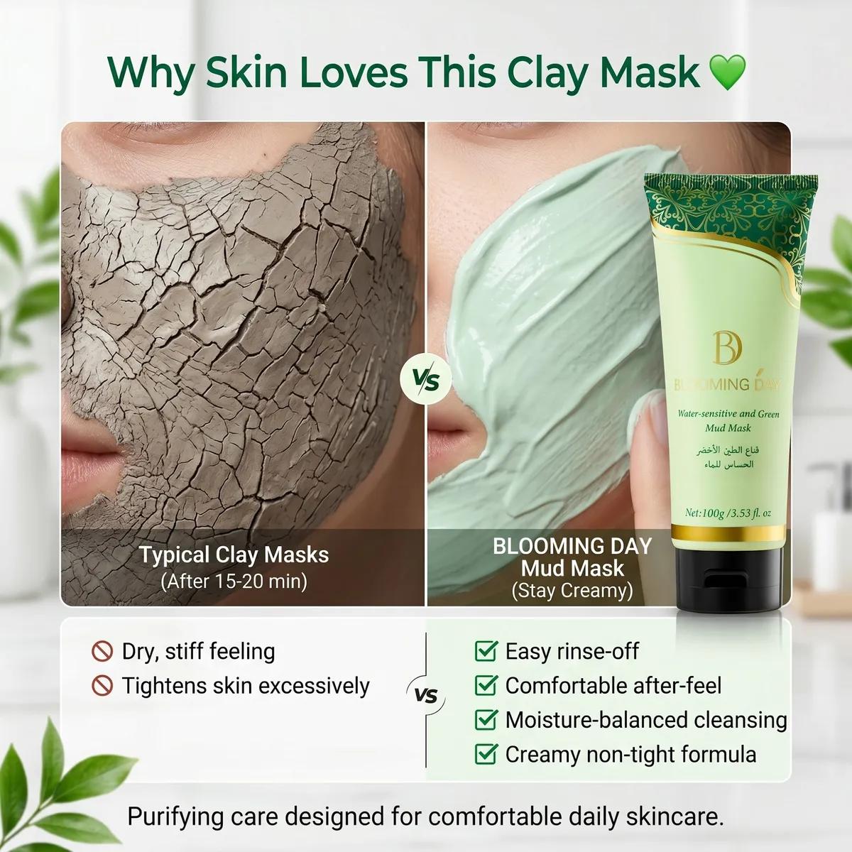 Blooming Day Water-sensitive and Green Mud Mask 100gm Clay Mask