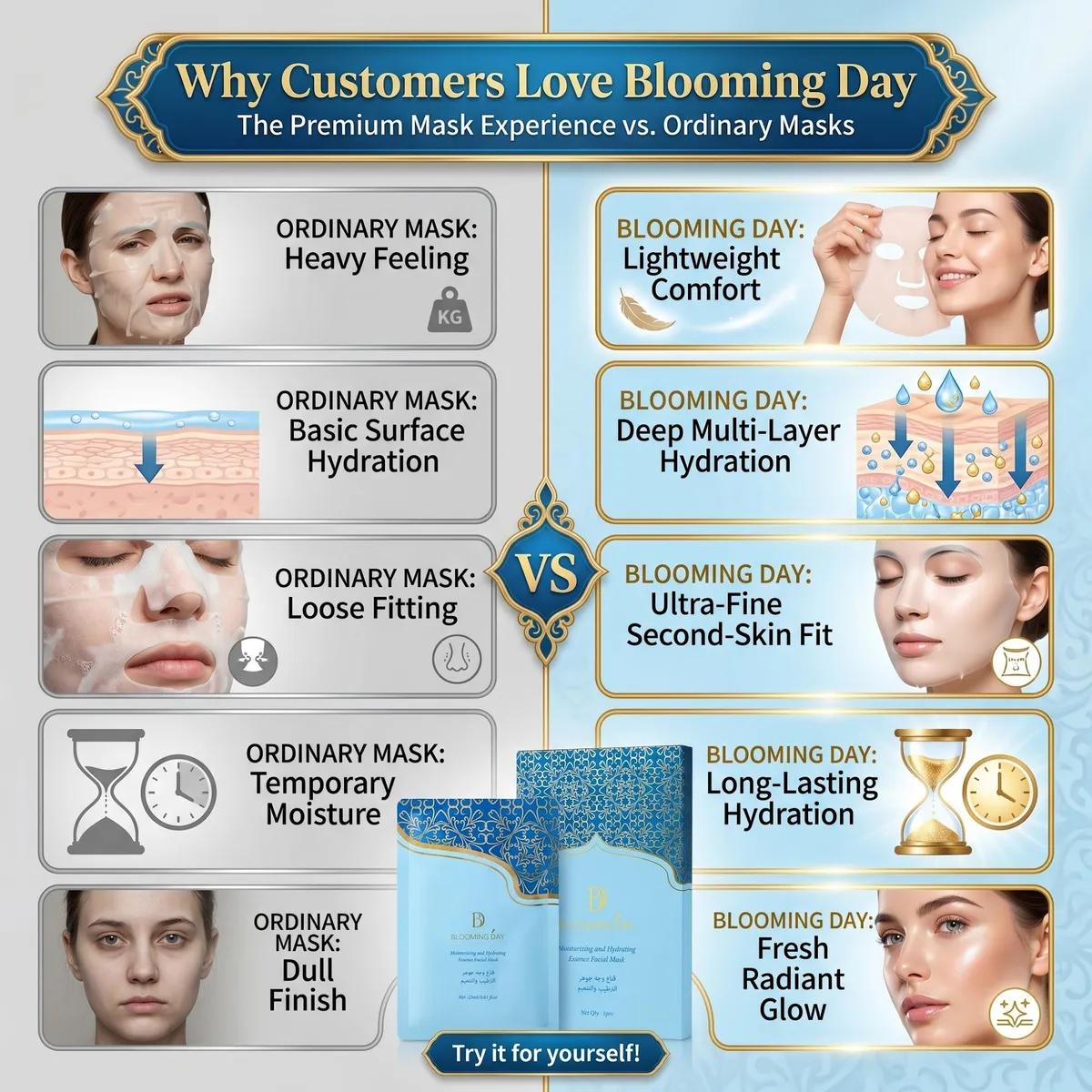 Blooming Day Moisturizing and Hydrating Essence Facial Mask 23ml*5pcs