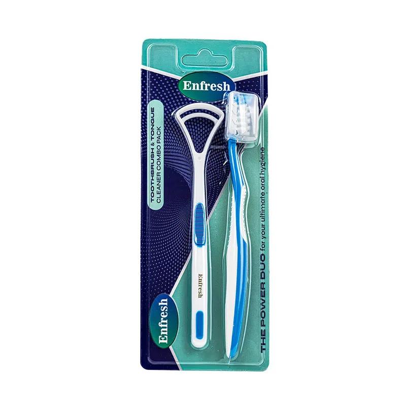 Enfresh Tongue cleaner w/Toothbrush - BLUE