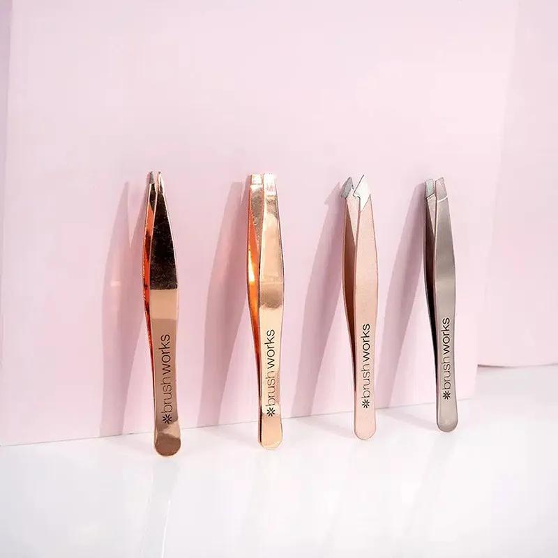 Brushworks HD 4 Piece Combination Tweezer Set - Gold