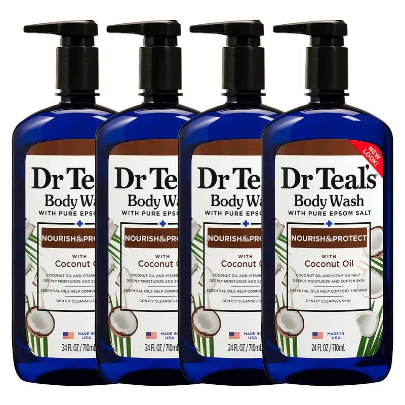 Dr Teal's Epsom Salt Body Wash - Coconut Oil 710ml (Pack of 4)