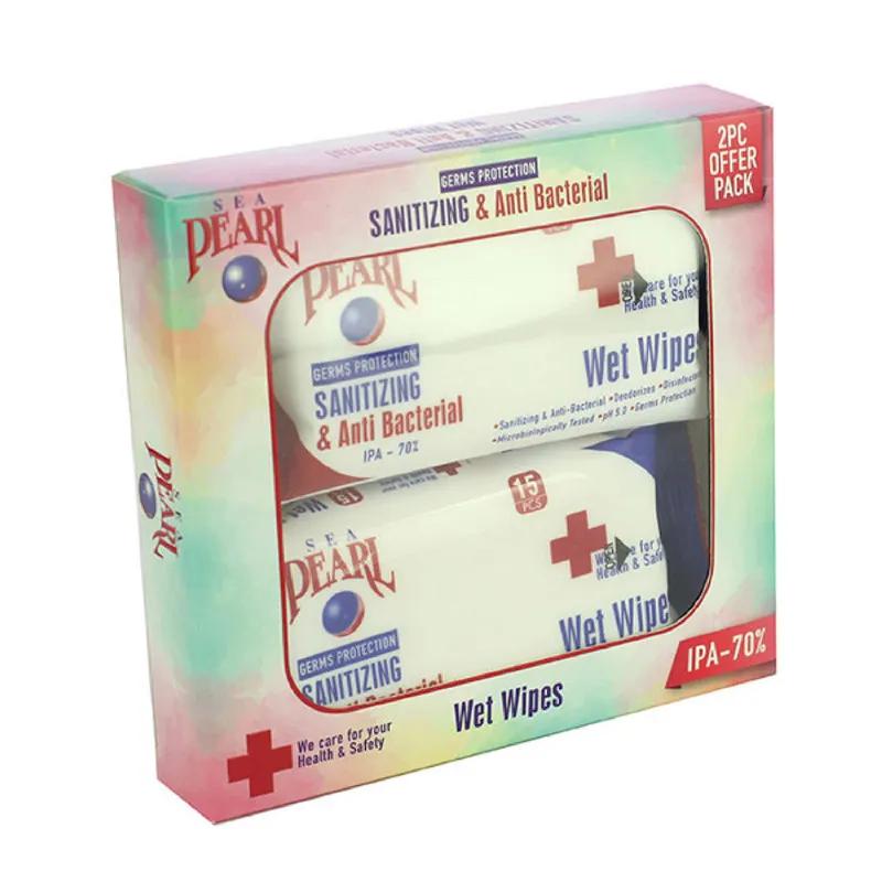 Sea Pearl Sanitizing & Anti Bacterial Wet Wipes 15 Pulls X2 Offer Pack