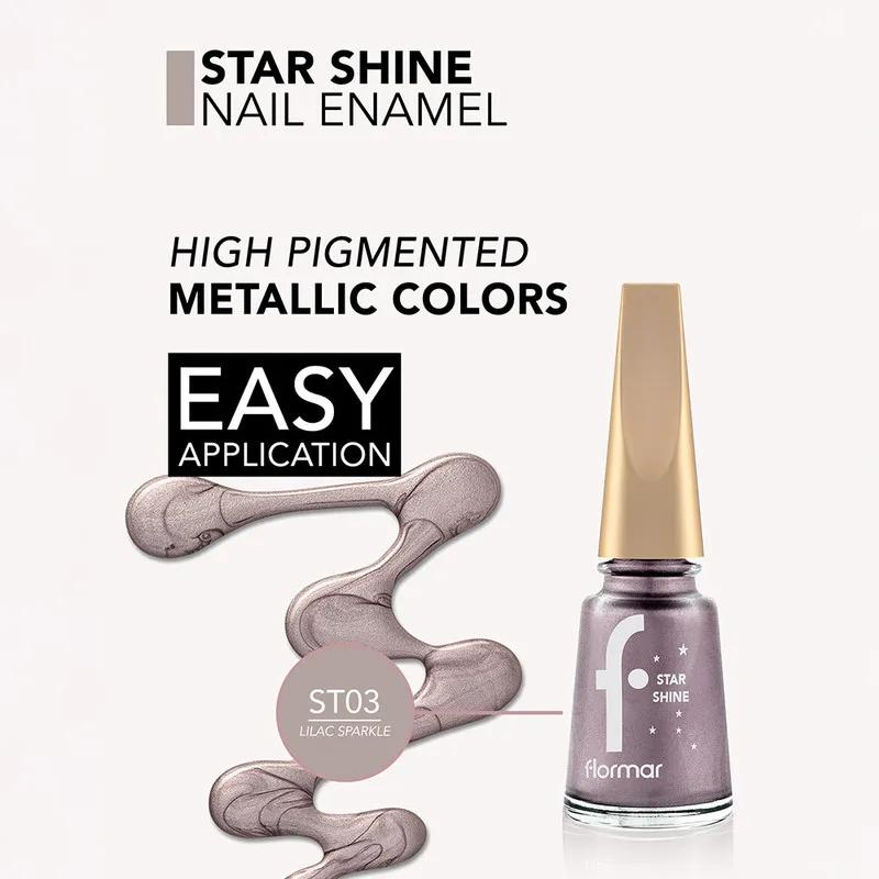 Flormar Star Shine Nail Enamel - 03 Lilac Sparkle