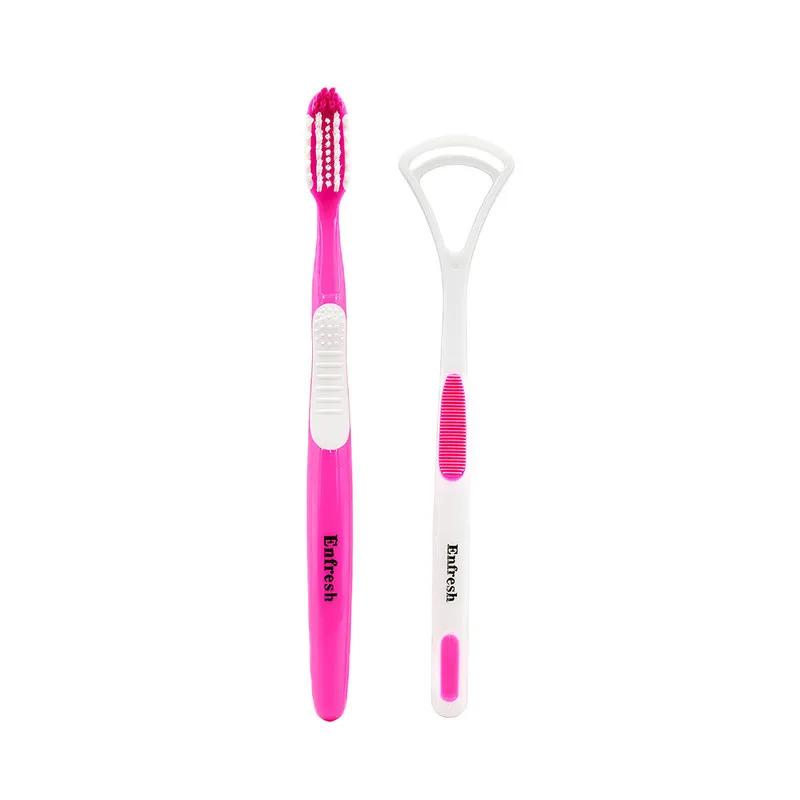 Enfresh Tongue cleaner w/Toothbrush - PINK