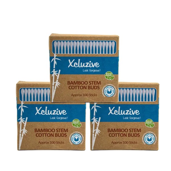 Xcluzive Bamboo Stem Cotton Buds -100's x 3 Value Pack