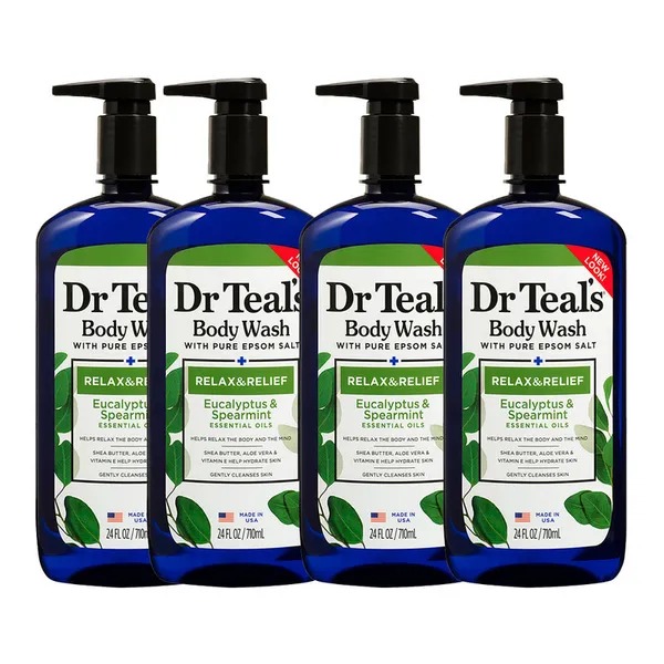 Dr Teal's Epsom Salt Body Wash - Eucalyptus&Spearmint 710ml (Pack of 4)
