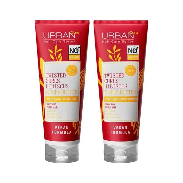 Urban Care Twisted Curls Hibiscus & Shea Butter Shampoo 250ml + Conditioner 250ml Free