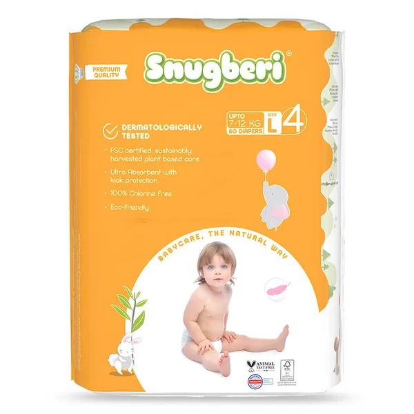 Snugberi Diaper Size 4 Large 7-12 kg - Mega Pack 60's