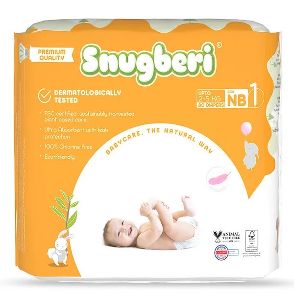 Snugberi Diaper Size 1 New Born 2-5Kg - Mega Pack 80's