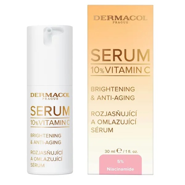 Dermacol Serum 10% Vitamin C Brightening & Anti-Aging with Niacinamide and Hyaluronic Acid for All Skin Types