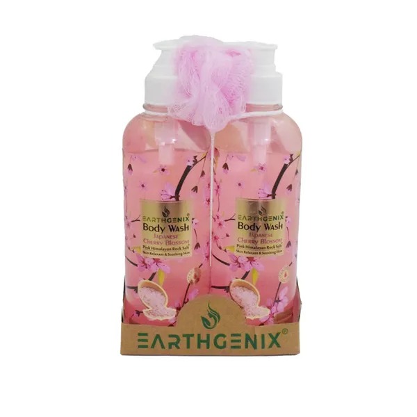 Earthgenix Japanese Cherry Blossom Body Wash 500mlX2pc with Loofah