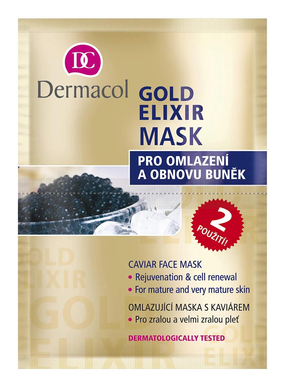 Dermacol Gold Elixir Mask - Skin Treatment Mask with Caviar Extract for Rejuvenation and Regeneration